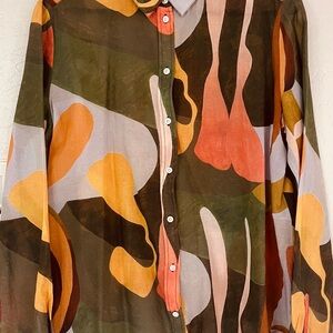 Sezane Multicolor Abstract Women's Button Down Shirt